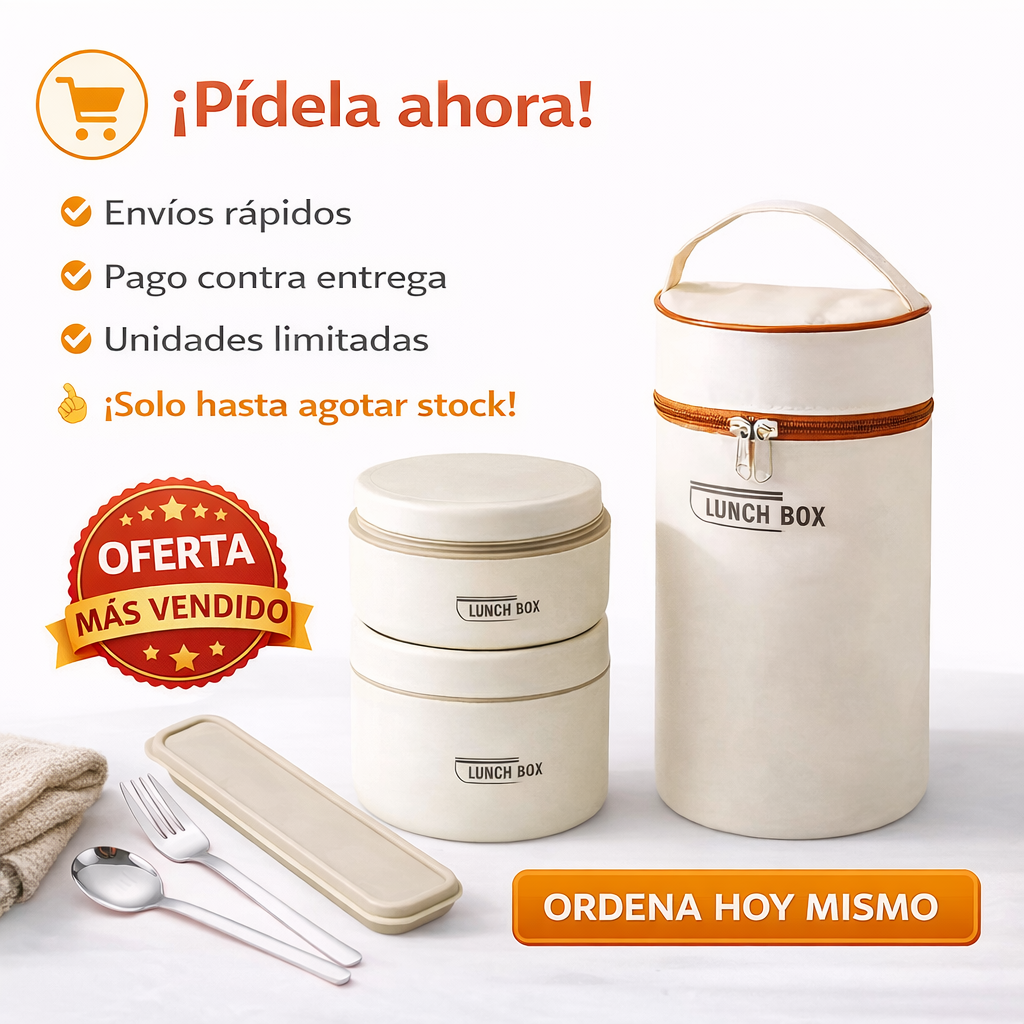 Tu comida caliente, donde quieras  - LONCHERA TERMICA X3